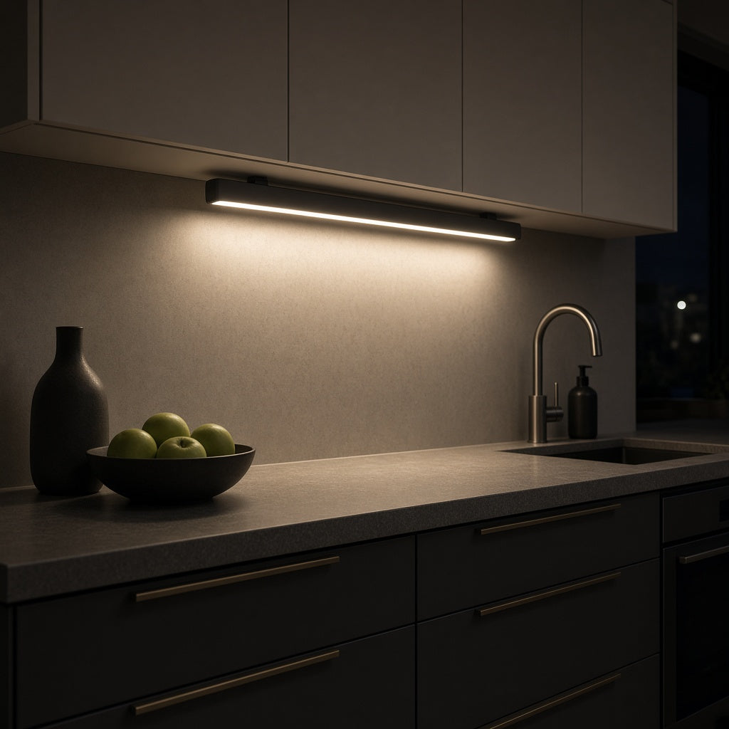 Rechargeable motion sensor LED light bar in use